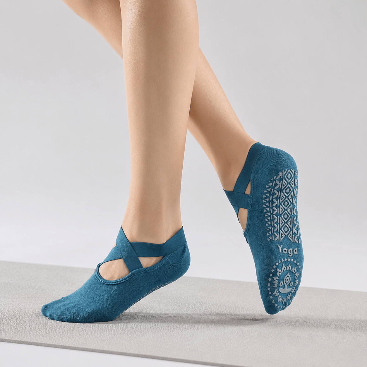 Pilates Socken mit Riemchen aus Baumwolle